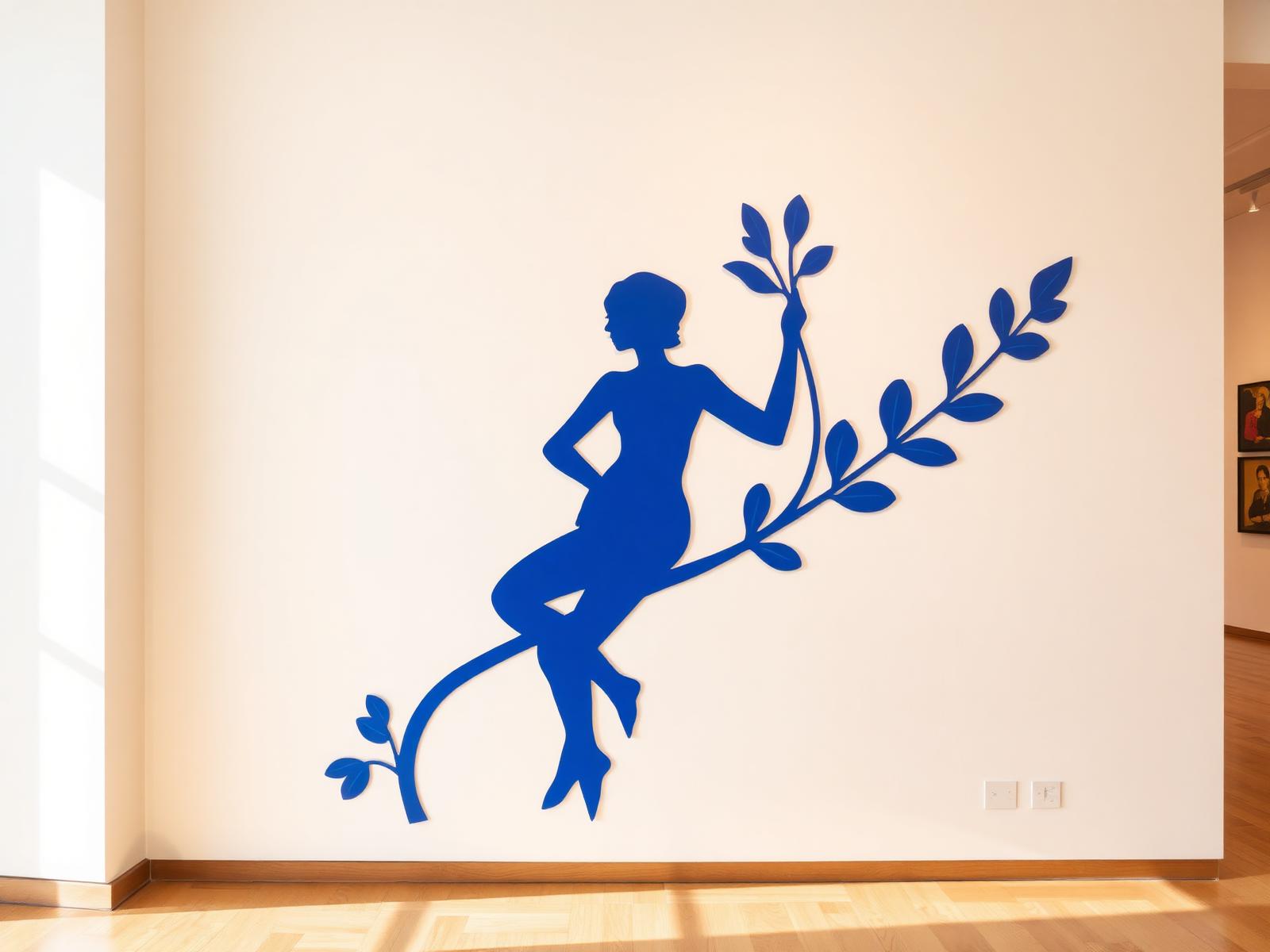 Galerie d'art baignée d'une lumière douce avec une œuvre majeure